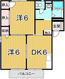 スリーゼM2 2DKの間取図画像