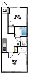 桃井誠和館 2Kの間取図画像