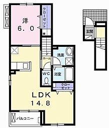 リーシェ 1LDKの間取図画像
