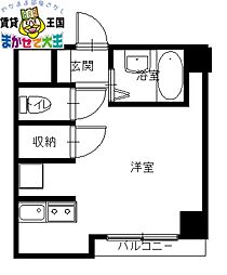長崎電気軌道1系統 長崎駅前駅 徒歩16分の賃貸マンション 3階ワンルームの間取り