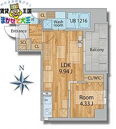 トレジャーフロントステーション 1LDKの間取図画像