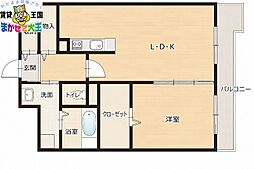 エヴァーグリーン思案橋 1LDKの間取図画像