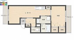 メゾンド赤迫 1LDKの間取図画像