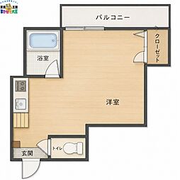 MIZUASHI ワンルームの間取図画像