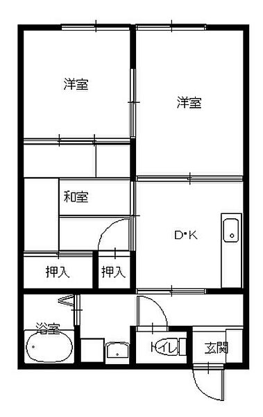 長崎県長崎市滑石2丁目(賃貸アパート3DK・1階・44.71㎡)の写真 その2