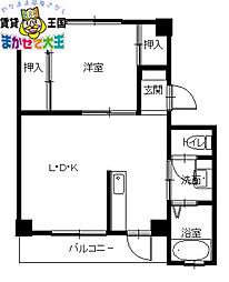 ビレッジハウス時津2号棟 4階1LDKの間取り