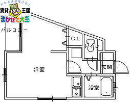 ハイツプログレス 1階ワンルームの間取り