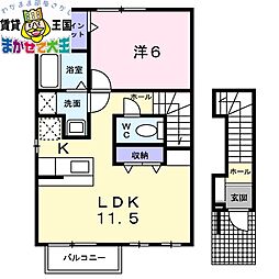 フィオーレ 1LDKの間取図画像