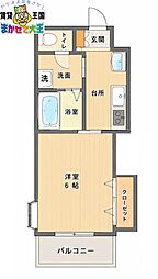 ボアサーチ大園 1Kの間取図画像