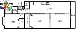 堀川アパートB 3LDKの間取図画像
