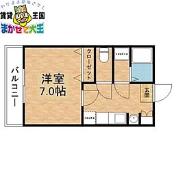 ハイツリバーG 3階1Kの間取り