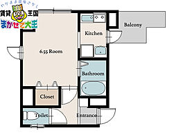 長崎電気軌道1系統 スタジアムシティノース駅 徒歩3分の賃貸マンション 3階1Kの間取り