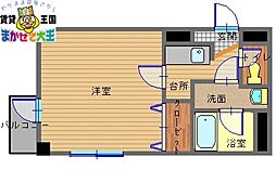 サニーヒルズ 1Kの間取図画像