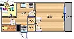 コーポロアール 1Kの間取図画像
