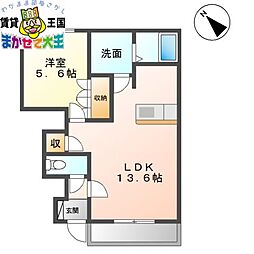 サウスレディ 1LDKの間取図画像
