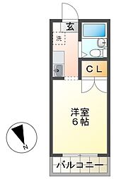 フローレス高尾 2階ワンルームの間取り