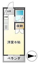 瀬川ビル 1階ワンルームの間取り