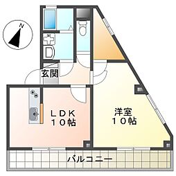 エクセレント北野 3階1LDKの間取り