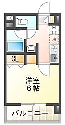 サザンエイトみなみ野 4階1Kの間取り