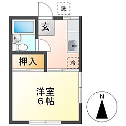 塚本コーポ 1階1Kの間取り