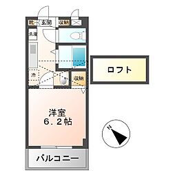 アヅマ6 1Kの間取図画像