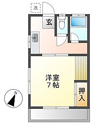 佐々木荘 1Kの間取図画像