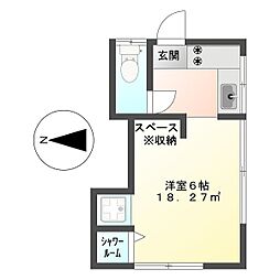 恵明荘 ワンルームの間取図画像