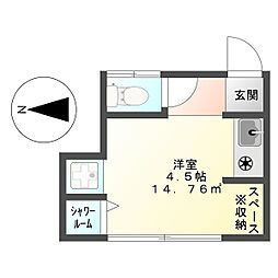 恵明荘 ワンルームの間取図画像