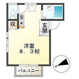 ベルコート中野山王 1Kの間取図画像