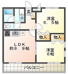コルティーレ 2LDKの間取図画像