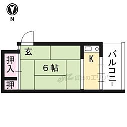 京阪本線 神宮丸太町駅 徒歩16分の賃貸アパート 2階1Kの間取り