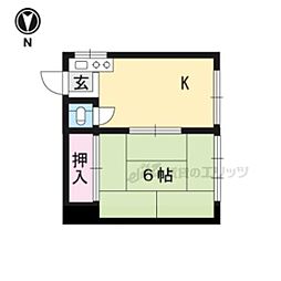 京都地下鉄東西線 東山駅 徒歩21分の賃貸アパート 2階1Kの間取り