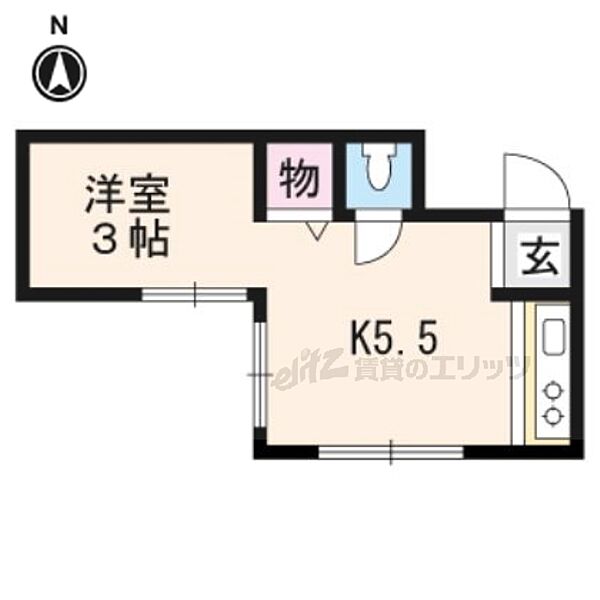 京都府京都市左京区岡崎東福ノ川町(賃貸アパート1K・2階・18.00㎡)の写真 その2