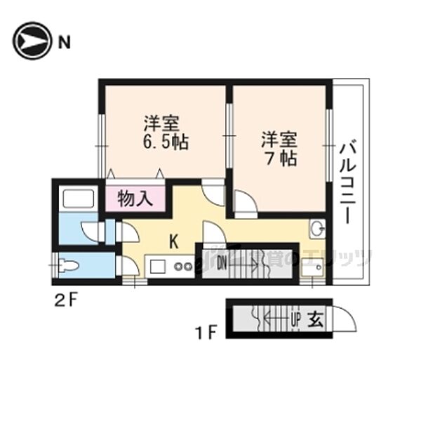 吉田上大路町8-5貸家 ｜京都府京都市左京区吉田上大路町(賃貸一戸建2K・2階・21.81㎡)の写真 その2