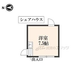 京福電気鉄道嵐山本線 山ノ内駅 徒歩4分の賃貸アパート 1階ワンルームの間取り
