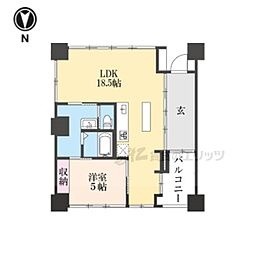 シャリマー西大路 6階1LDKの間取り