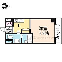 高辻ロイヤルフラッツ 5階1Kの間取り