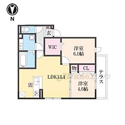 JR東海道・山陽本線 京都駅 徒歩17分の賃貸アパート 1階2LDKの間取り
