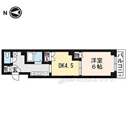 京都市営烏丸線 今出川駅 徒歩15分の賃貸マンション 2階1DKの間取り