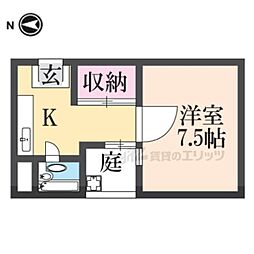 コートハウス森 1階1Kの間取り