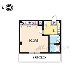 フラッティ円町北 7階1Kの間取り