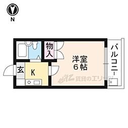 グランディオーズ五条 3階1Kの間取り