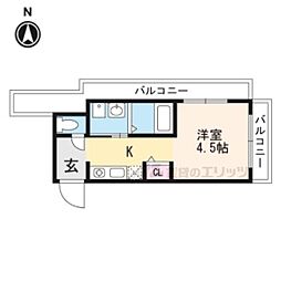 京阪本線 東福寺駅 徒歩1分の賃貸マンション 1階ワンルームの間取り
