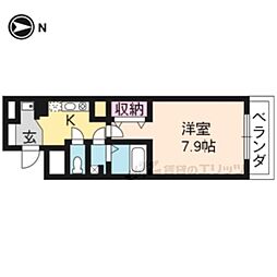 阪急京都本線 大宮駅 徒歩5分の賃貸マンション 2階1Kの間取り