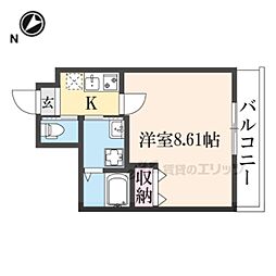 阪急京都本線 西京極駅 徒歩14分の賃貸マンション 3階1Kの間取り