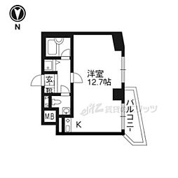 京都市営烏丸線 丸太町駅 徒歩1分の賃貸マンション 6階ワンルームの間取り