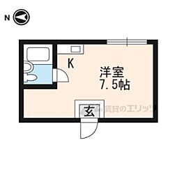 平川美山ハイツ ワンルームの間取図画像