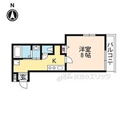 京都市営烏丸線 今出川駅 徒歩8分の賃貸マンション 3階1Kの間取り