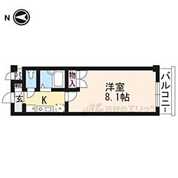 奈良甚ビル 4階1Kの間取り