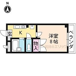 京都市営烏丸線 丸太町駅 徒歩10分の賃貸マンション 4階1Kの間取り